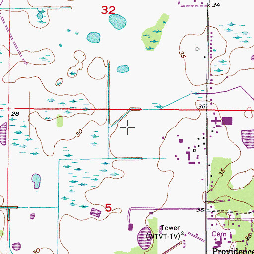 Topographic Map of Sterling Ranch, FL