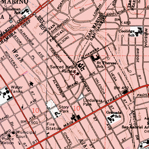 Topographic Map of Sacred Heart Retreat, CA