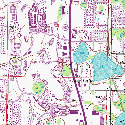 Topographic Map of Stoneleigh, FL