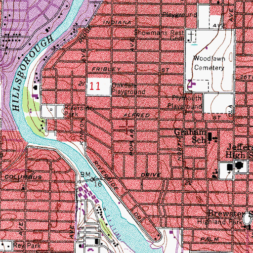 Topographic Map of Suburb Royal, FL