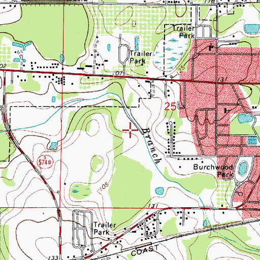 Topographic Map of Sugar Creek, FL