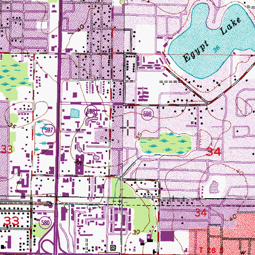 Topographic Map of Sunrise Villas of Tampa, FL