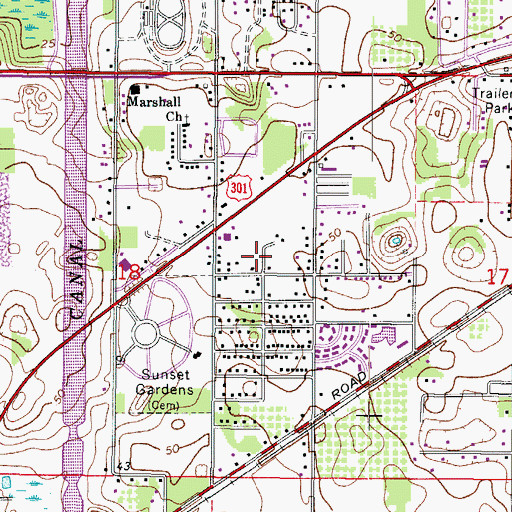 Topographic Map of Suns Acres, FL