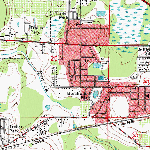 Topographic Map of Sunset Heights, FL