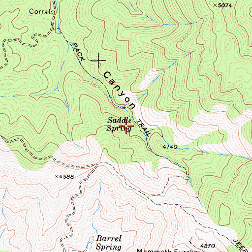 Topographic Map of Saddle Spring, CA
