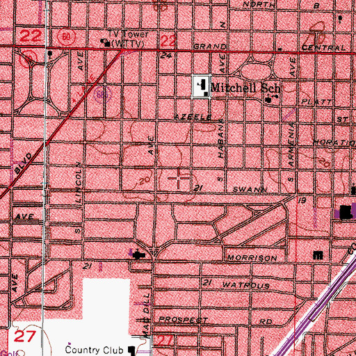 Topographic Map of Swann Terrace, FL