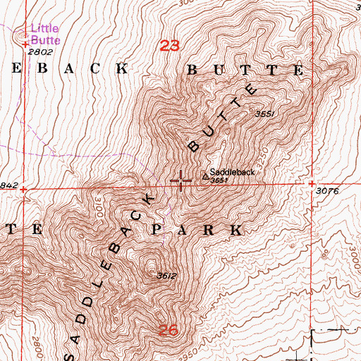 Topographic Map of Saddleback Butte, CA