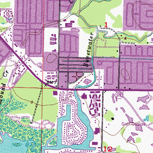 Topographic Map of Sweetwater Estates, FL