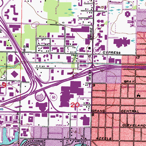Topographic Map of Tampania, FL