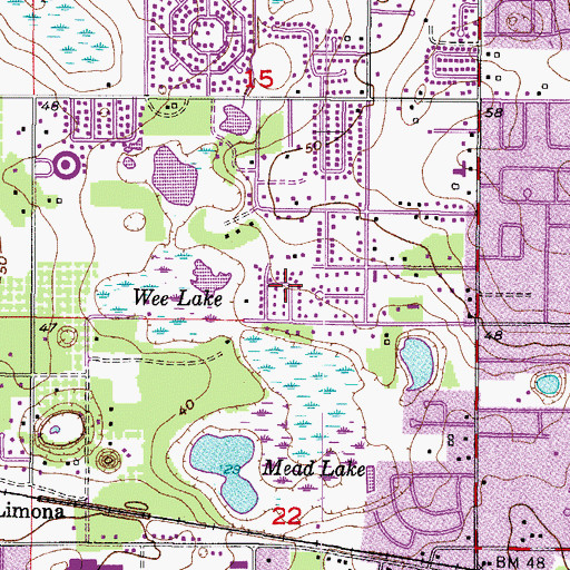 Topographic Map of Tangelo, FL
