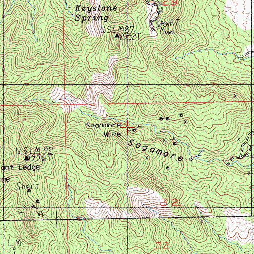 Topographic Map of Sagamore Mine, CA