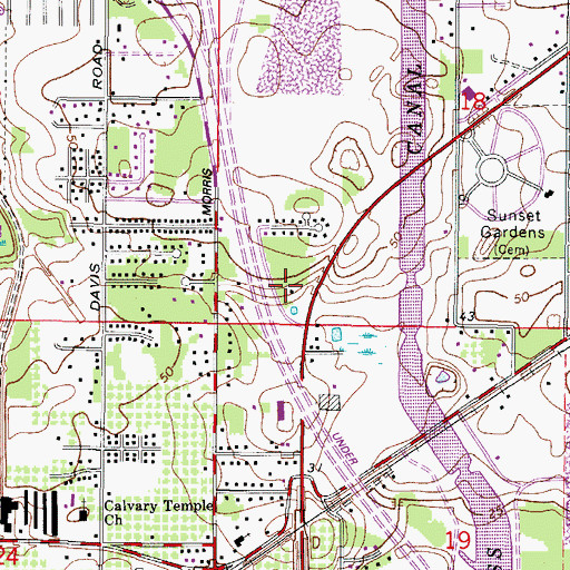 Topographic Map of Temple Estates, FL