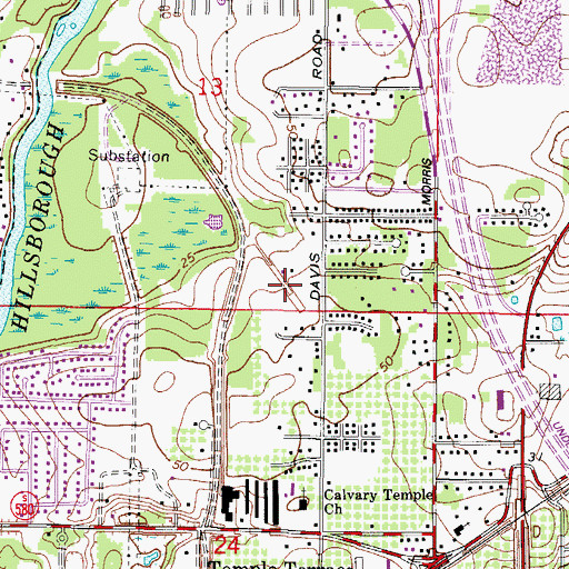 Topographic Map of Temple Oaks, FL