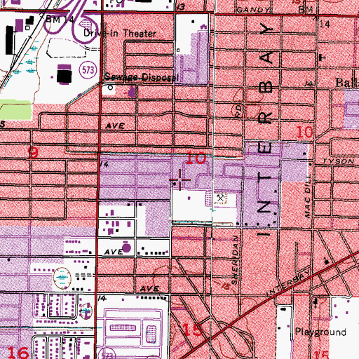 Topographic Map of Temple Square, FL