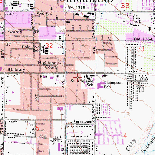 Topographic Map of Saint Adelaide Catholic Academy, CA