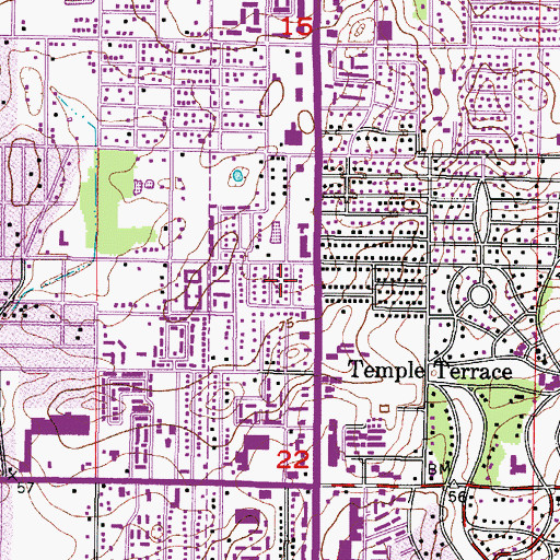 Topographic Map of Temple Terrace Plaza, FL