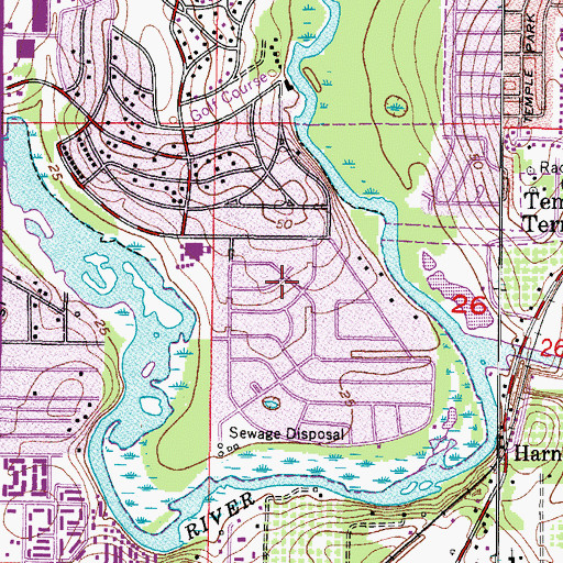 Topographic Map of Temple Terrace Riverside, FL