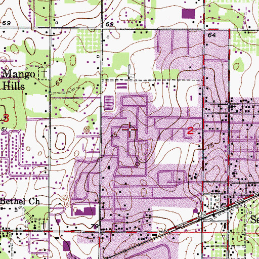 Topographic Map of The Groves North, FL