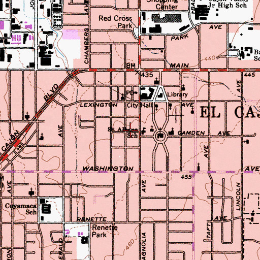 Topographic Map of Saint Albans School, CA