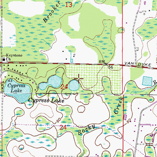 Topographic Map of The Meadows at Van Dyke Farms, FL