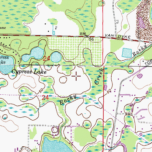 Topographic Map of The Paddocks at Van Dyke Farms, FL