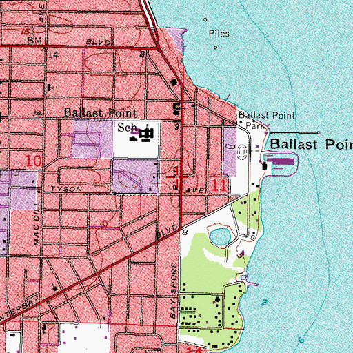 Topographic Map of The Park on Bayshore, FL