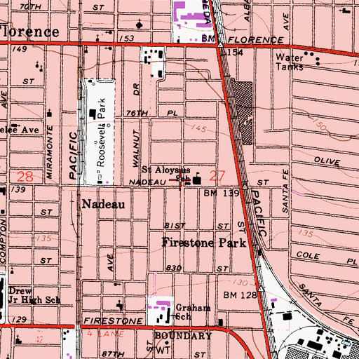 Topographic Map of Saint Aloysius School, CA