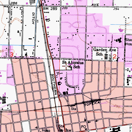 Topographic Map of Saint Aloysius School, CA
