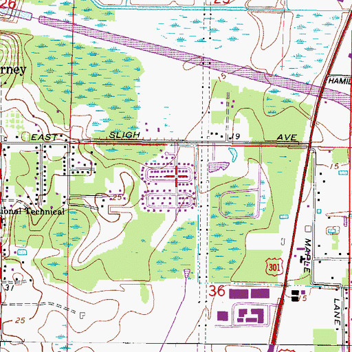 Topographic Map of The Woodlands, FL