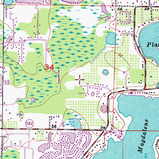 Topographic Map of Thompson East, FL