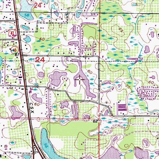 Topographic Map of Tiffany Lake Manors, FL