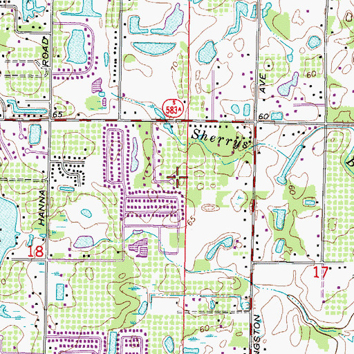 Topographic Map of Timberland, FL