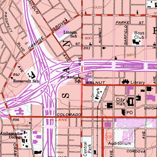 Topographic Map of Saint Andrew School, CA