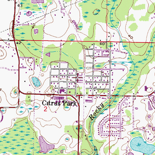 Topographic Map of Town of Citrus Park, FL