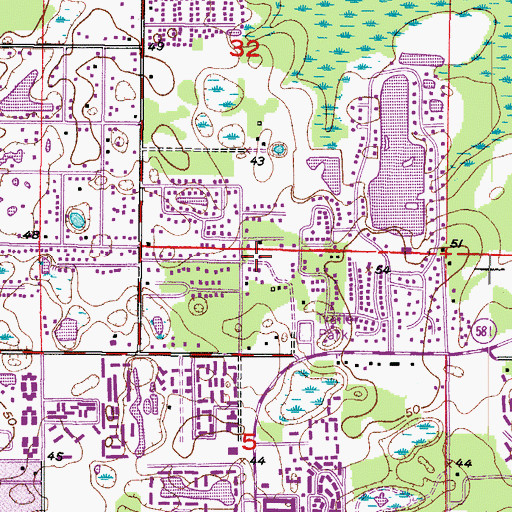 Topographic Map of Towsley, FL