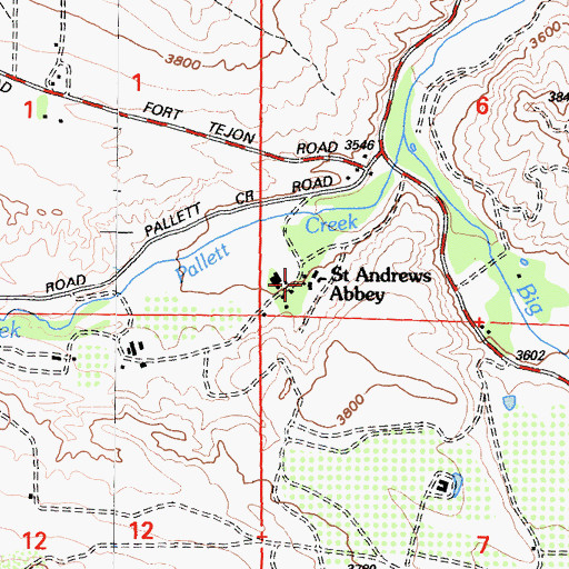 Topographic Map of Saint Andrews Abbey, CA