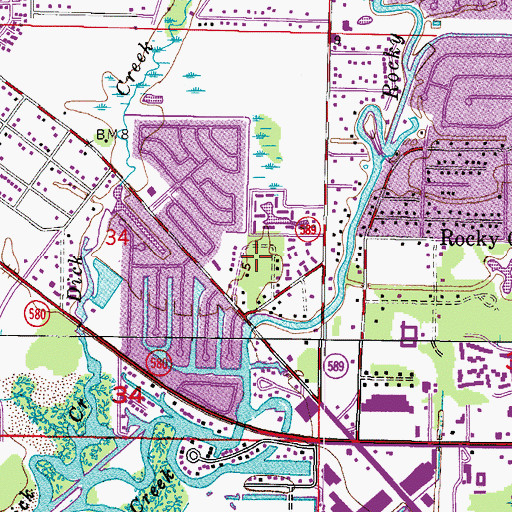 Topographic Map of Treehouses at Mohr Loop, FL