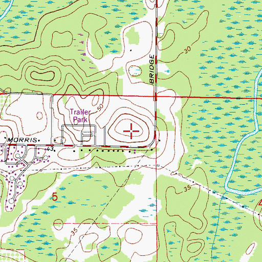 Topographic Map of Trifoliata, FL