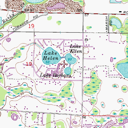 Topographic Map of Triple Lakes, FL