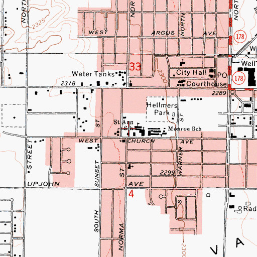 Topographic Map of Saint Ann Catholic School, CA