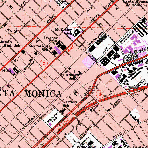 Topographic Map of Saint Anne School, CA
