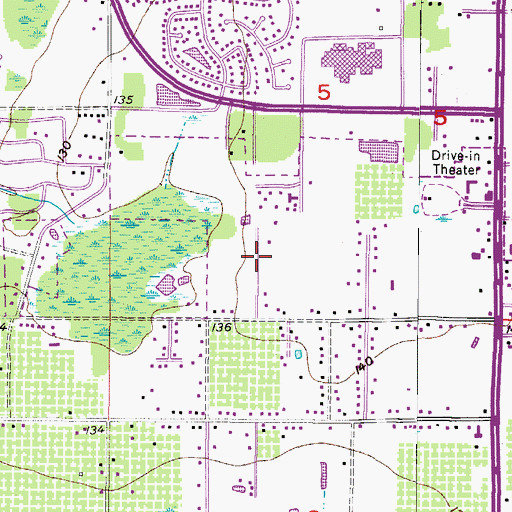 Topographic Map of Twin Oaks, FL