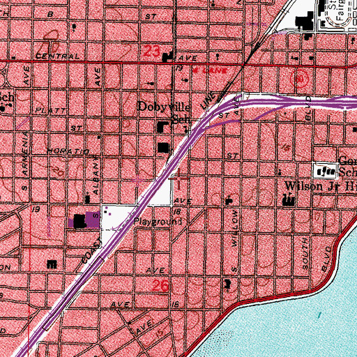 Topographic Map of Valencia in Old Hyde Park, FL