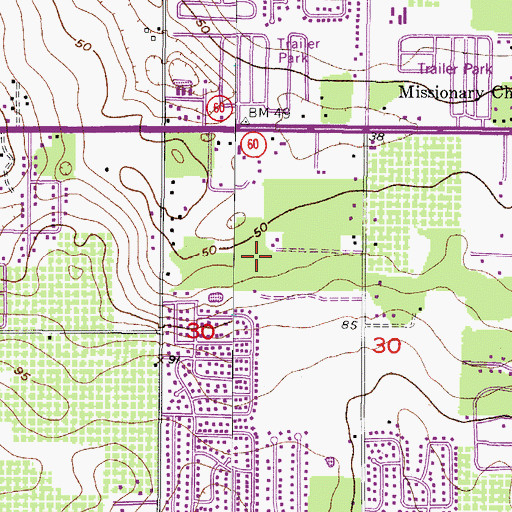 Topographic Map of Valrico Forest, FL