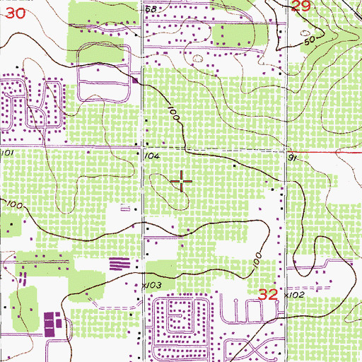 Topographic Map of Valrico Groves, FL