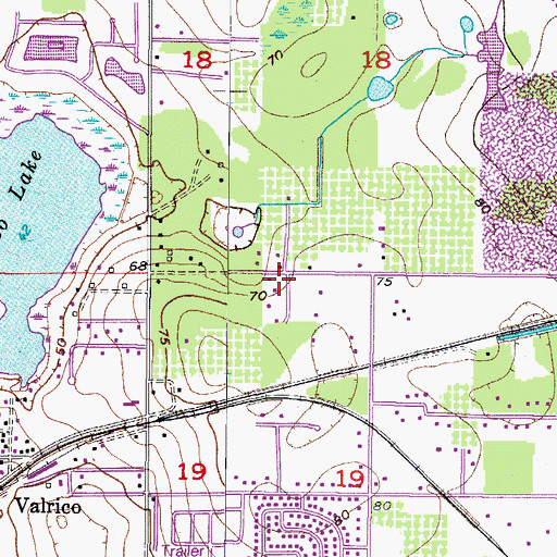 Topographic Map of Valrico Heights, FL