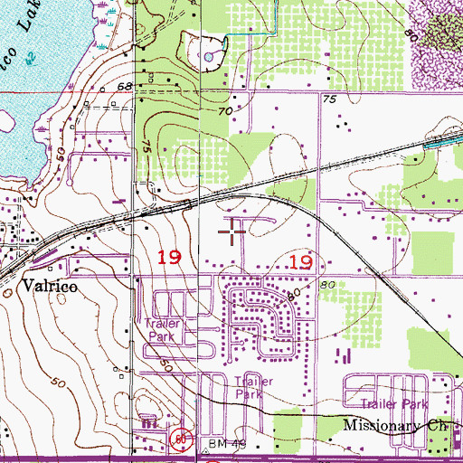 Topographic Map of Valrico Highlands, FL