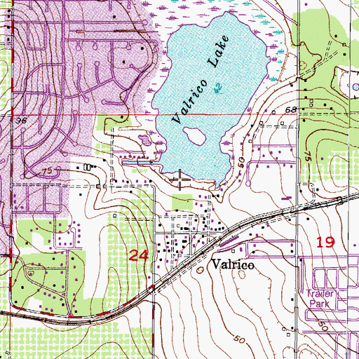 Topographic Map of Valrico Lake, FL