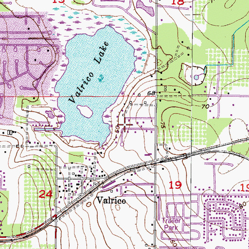 Topographic Map of Valrico Lake Estates, FL