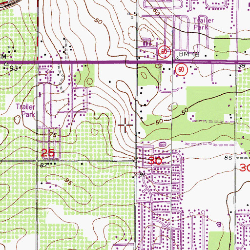 Topographic Map of Valrico Manor, FL